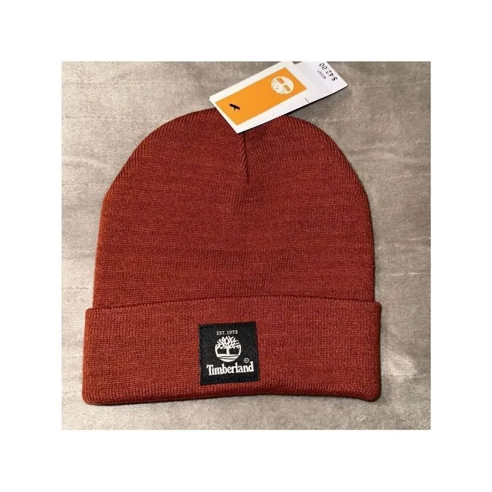 Timberland Men’s Burgundy Short Watch Knit Beanie Hat